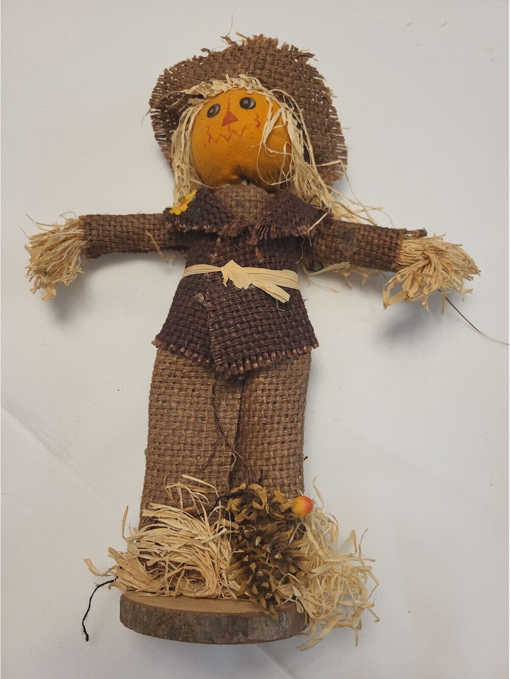 12x9"  Rustic Scarecrow Figurine with Burlap Outfit